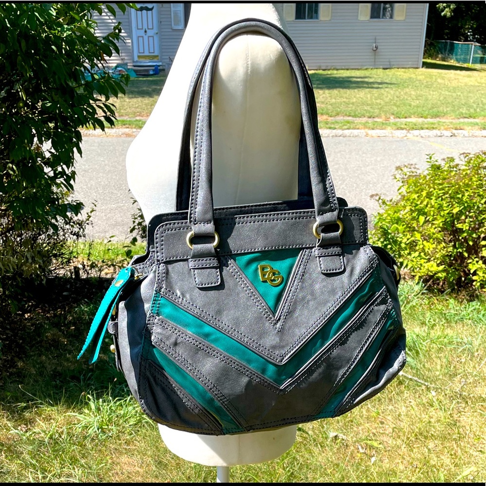BCBG Generation’s Gorgeous Gray & Turquoise Faux Leather Satchel